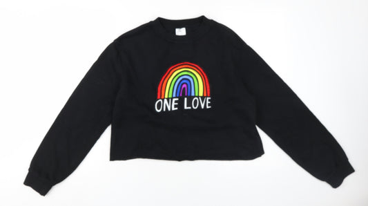 B&C Black Unisex Rainbow Sweatshirt S Embroidered Casual