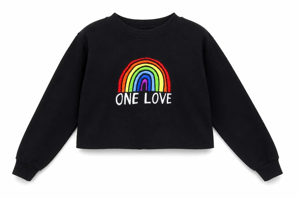 B&C Black Unisex Rainbow Sweatshirt S Embroidered Casual