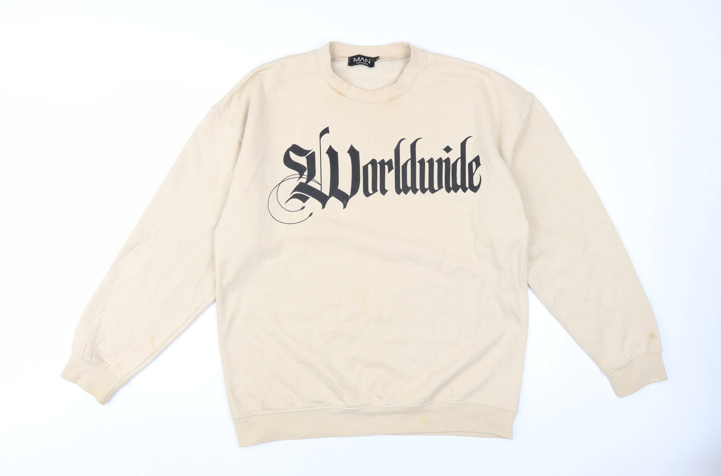 boohooMAN Men's Beige Pullover Sweatshirt M