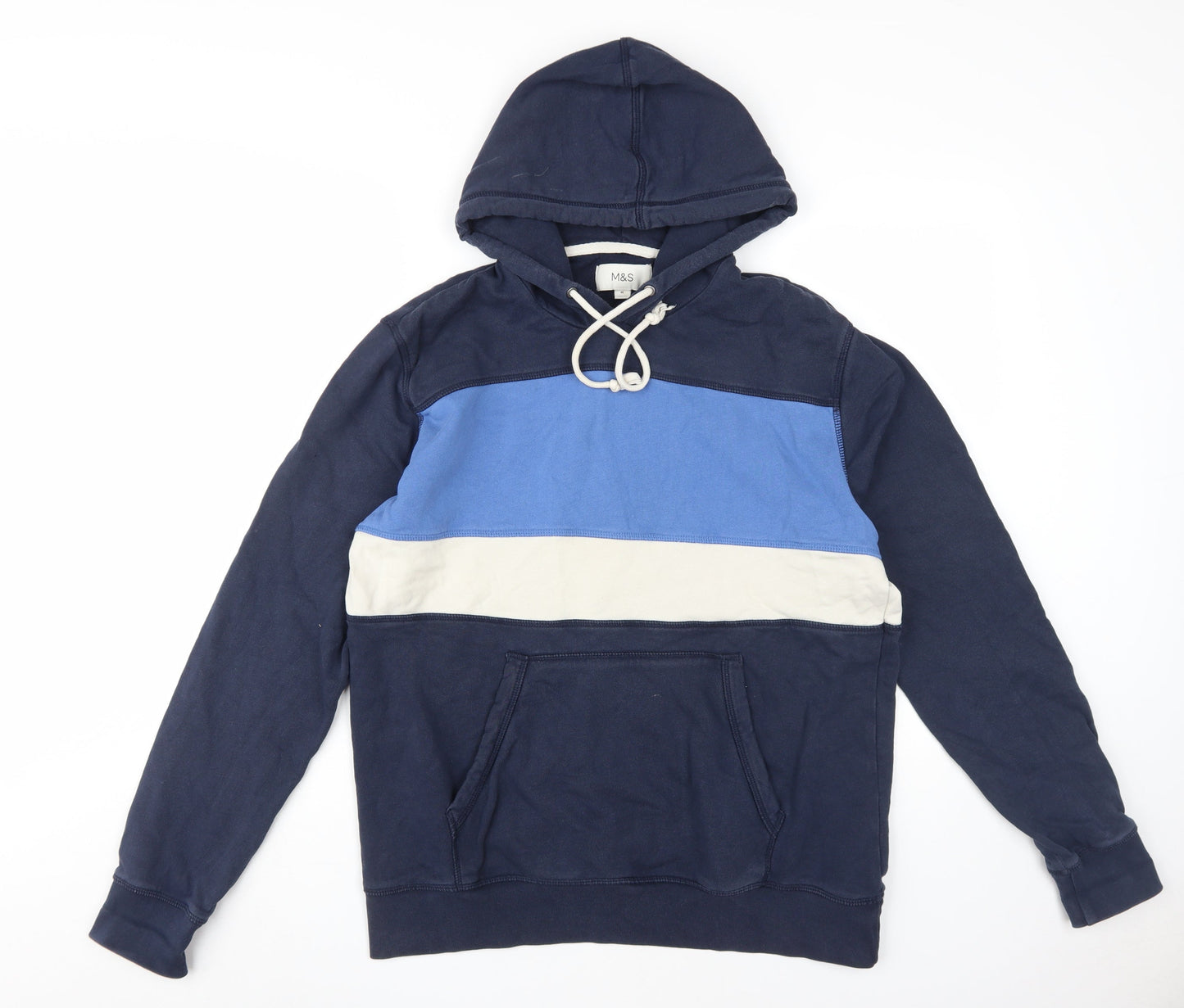 Marks and Spencer Men's Blue Pullover Hoodie - M