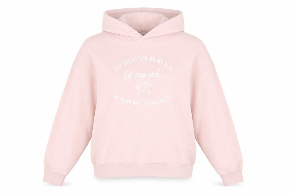 Bershka Women's Pink Pullover Hoodie, Size M