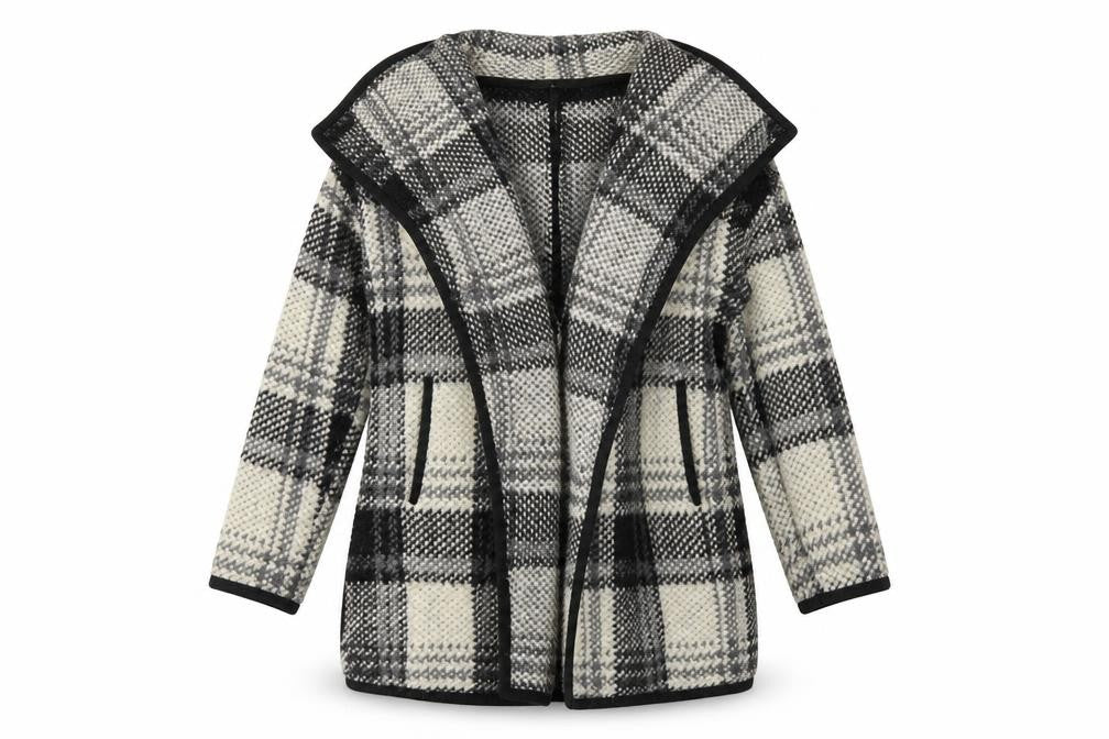 Monsoon Women's Black Ivory Check Wool Blend Coat S