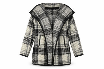Monsoon Women's Black Ivory Check Wool Blend Coat S