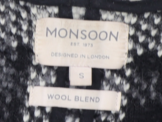 Monsoon Women's Black Ivory Check Wool Blend Coat S