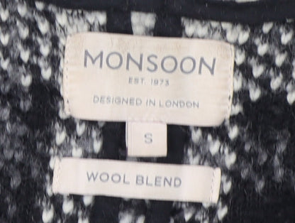 Monsoon Women's Black Ivory Check Wool Blend Coat S