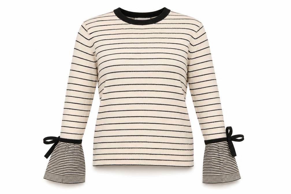 Warehouse Women's Beige Striped Pullover Jumper, Size 4