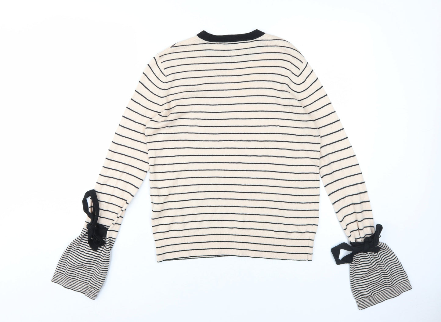 Warehouse Women's Beige Striped Pullover Jumper, Size 4