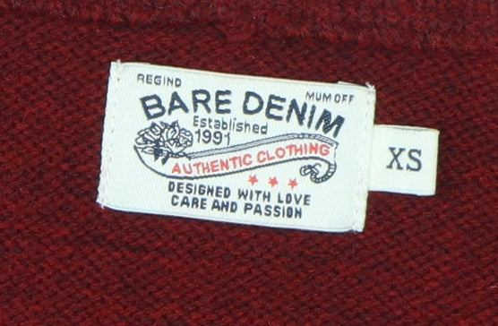 Bare Denim Women's Red XS Cable-Knit Cardigan