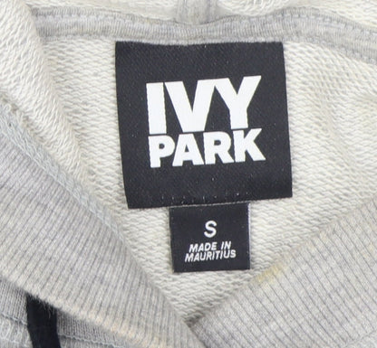 Close-up detail of Ivy Park Women's Grey Pullover Hoodie - S
