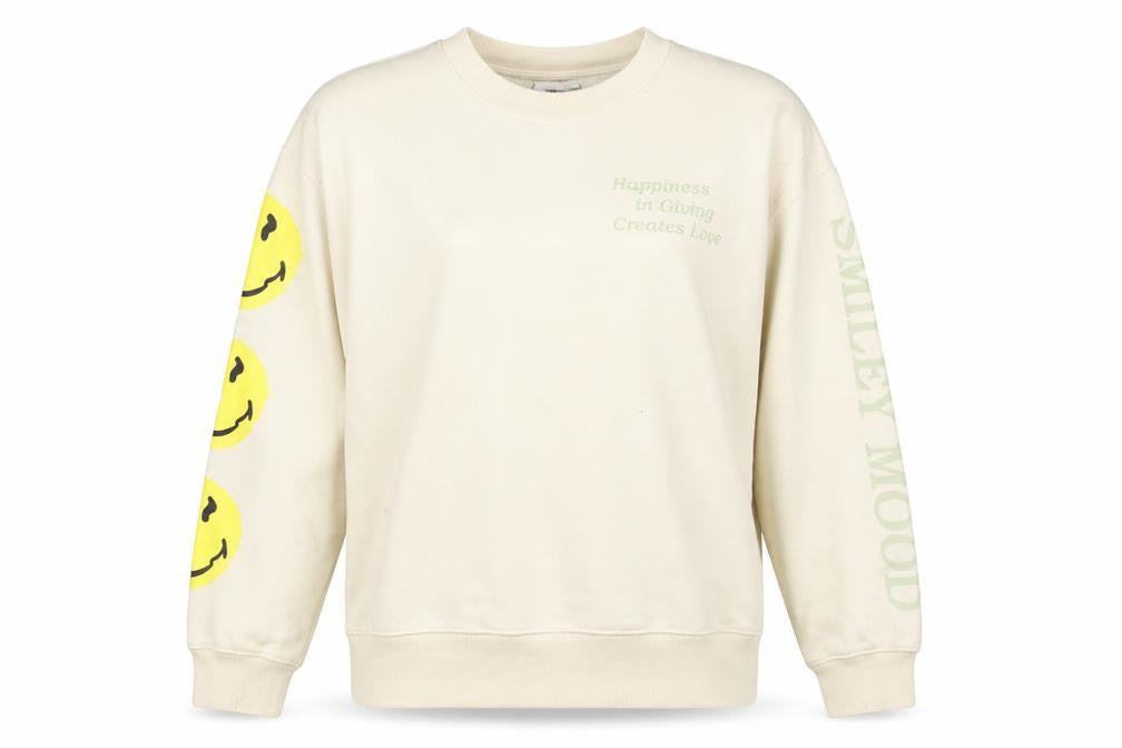 Zara Unisex Beige Graphic Print Pullover Sweatshirt L