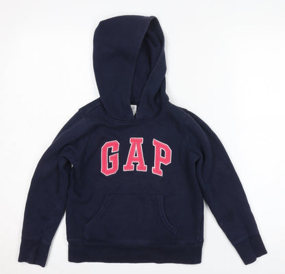 Additional front view of Gap girls’ blue pullover hoodie, size S, long sleeve casual wear