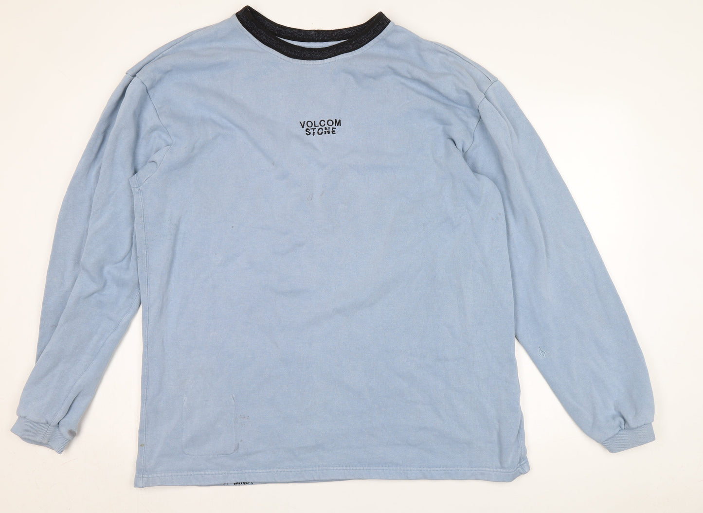 Volcom Men's Blue Crew Neck Sweatshirt - Logo, Size L