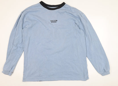Volcom Men's Blue Crew Neck Sweatshirt - Logo, Size L