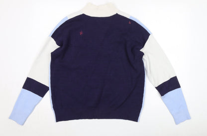 Cynthia Rowley Women's Blue High Neck Pullover Jumper L