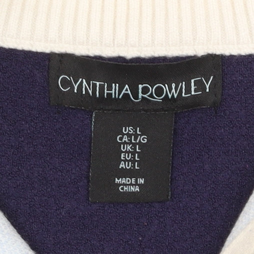 Cynthia Rowley Women's Blue High Neck Pullover Jumper L