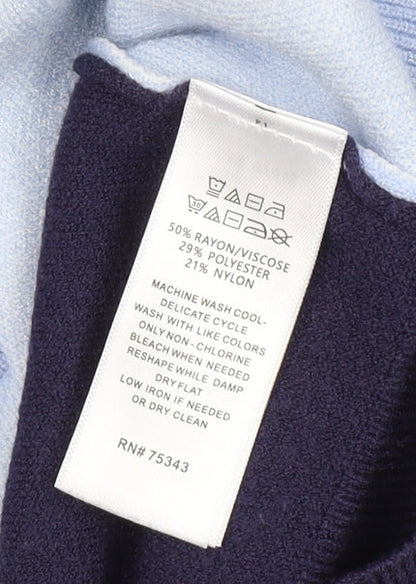 Cynthia Rowley Women's Blue High Neck Pullover Jumper L