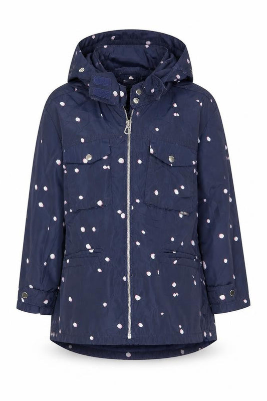 Zara Girls Blue Polka Dot Parka Coat - Size 10 Years