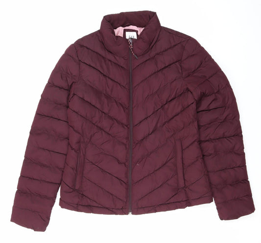 Gap Women's Purple Puffer Jacket S - Casual Mid-Length
