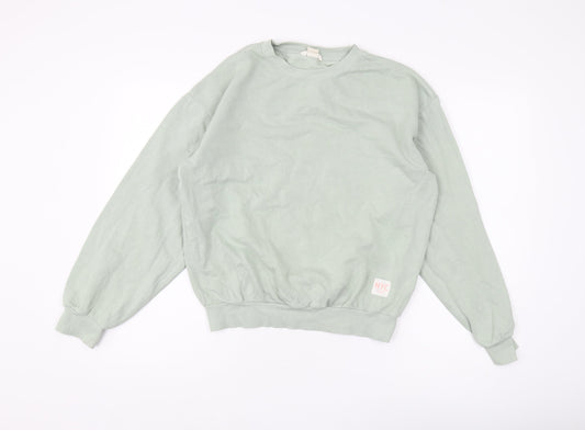 H&M Girls Green Pullover Sweatshirt, 13-14 Years, Crew Neck