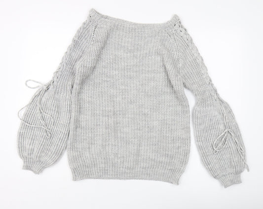 Cameo Rose Women's Grey Pullover Jumper M/L Boat Neck