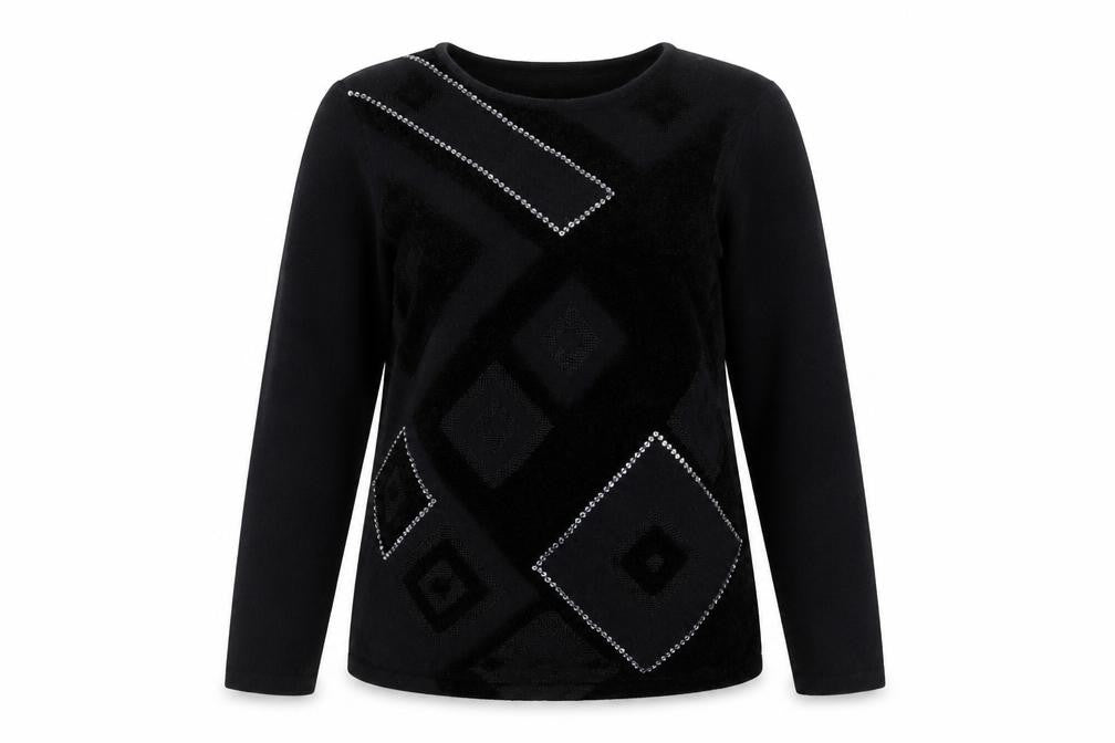 Erreco Women's Black Beaded Pullover Jumper Size 10