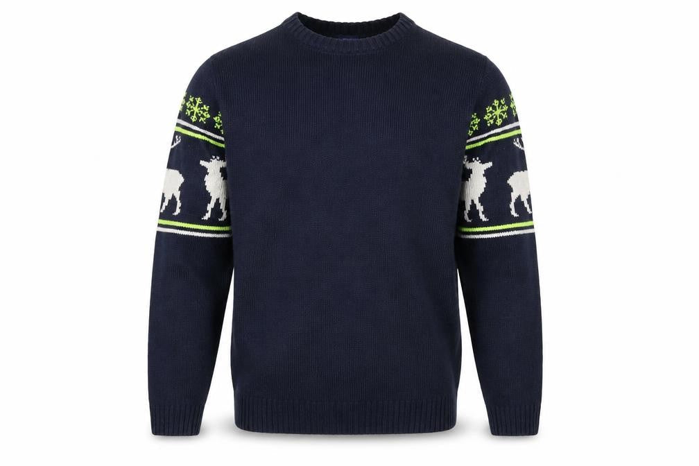 H&M Unisex Blue Reindeer Winter Pullover Jumper S