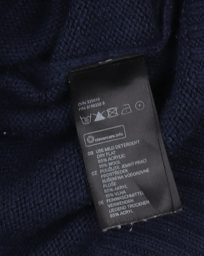 H&M Mens Blue Reindeer Winter Pullover Jumper S