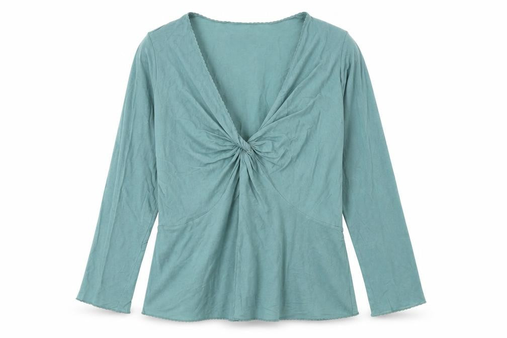 Kew Women's Green XL Wrap Top Long Sleeve Casual