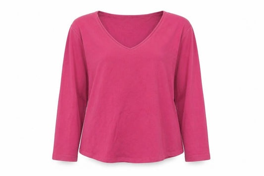 Kew Women's Pink V-Neck Long Sleeve Top XL