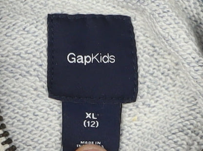 Close-up detail of GapKids boys’ blue full zip sweatshirt - 12-13 years