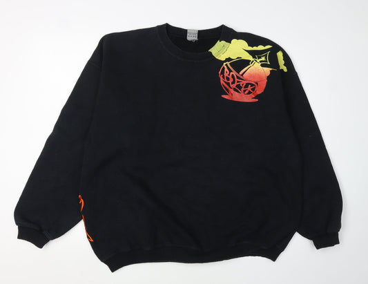 Steelborn Men's Black Graphic Crew Neck Sweatshirt L