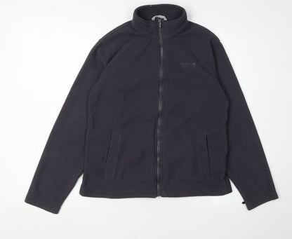 Additional front view of Regatta boys’ black fleece jacket, size 12, autumn essential