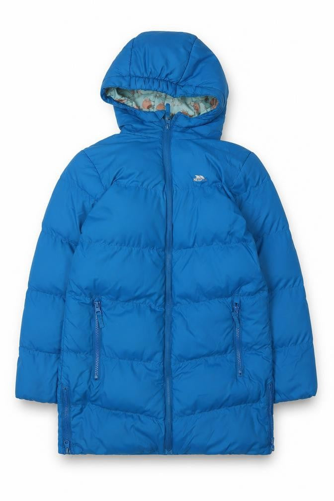 Trespass Girls Blue Hooded Puffer Jacket 7-8 Years