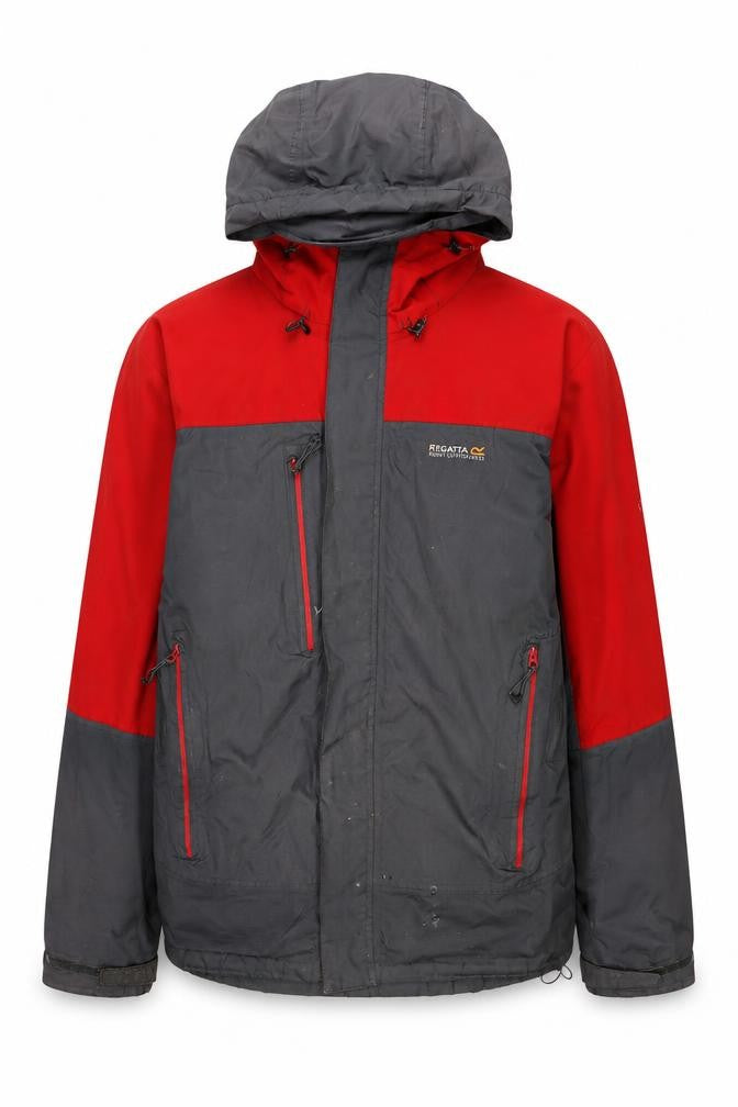 Regatta Men's Red Hooded Waterproof Rain Jacket Size S