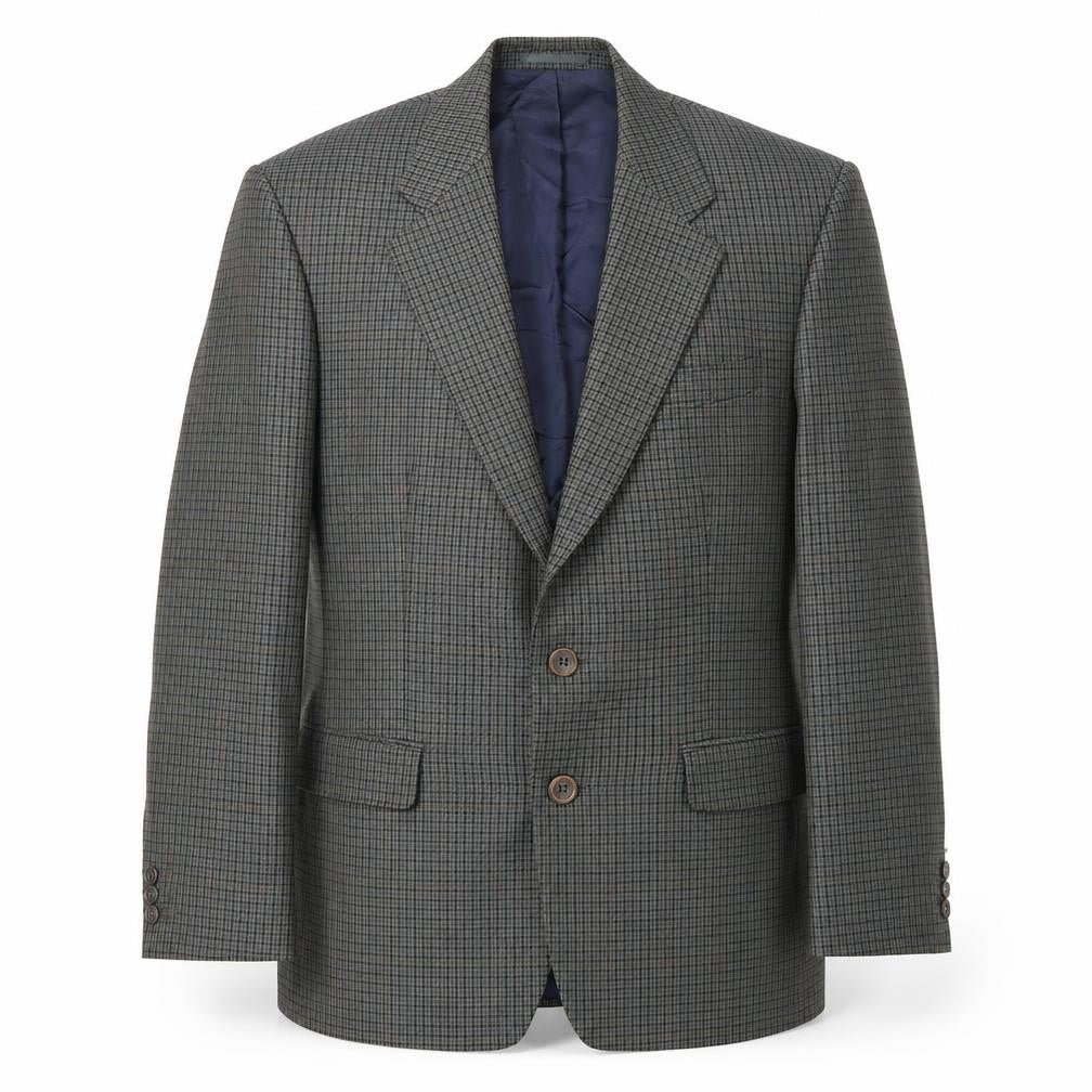 St Michael Men's Blue Check Blazer, Size 40R, Single-Breasted