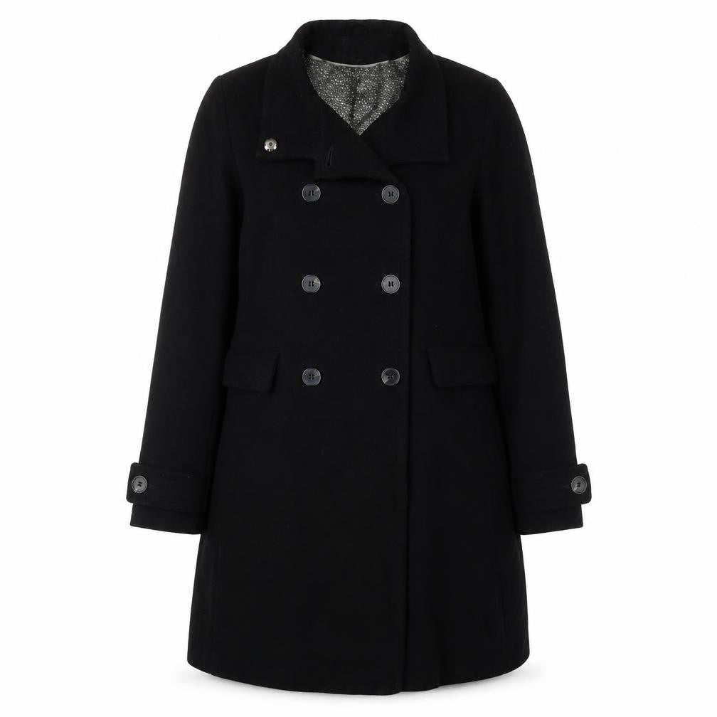 Next Women's Black Pea Coat Size 14 with Button Accents
