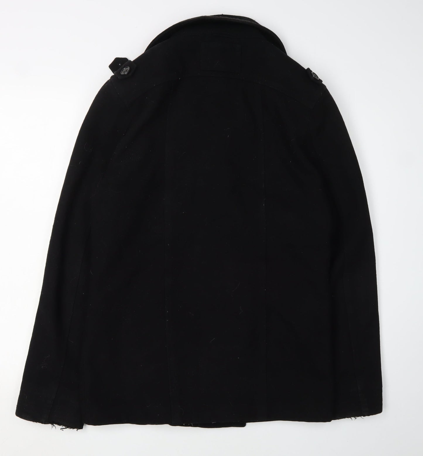 Topman Men's Black Pea Coat M Classic Winter Style