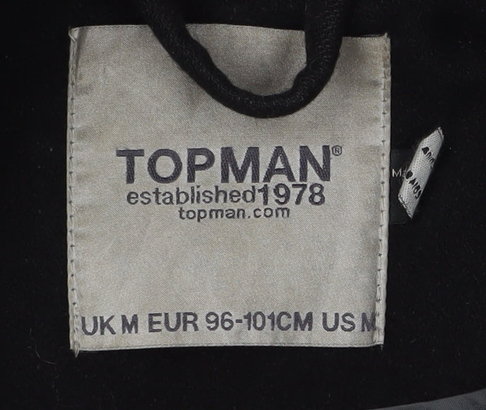 Topman Men's Black Pea Coat M Classic Winter Style