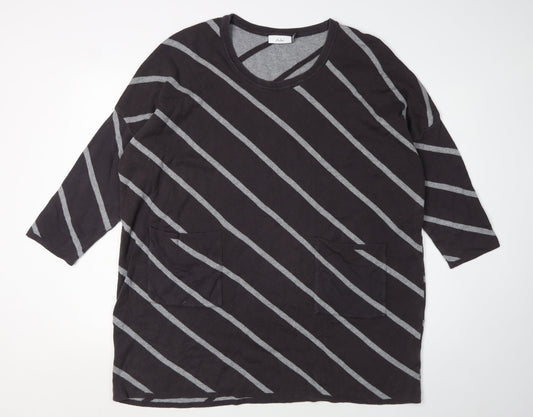 Adini Women's Black Striped Pullover Jumper - Size L