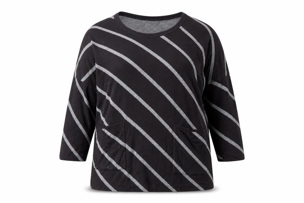 Adini Women's Black Striped Pullover Jumper - Size L