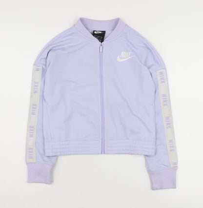 Additional front view of Nike girls’ purple track jacket, size 146