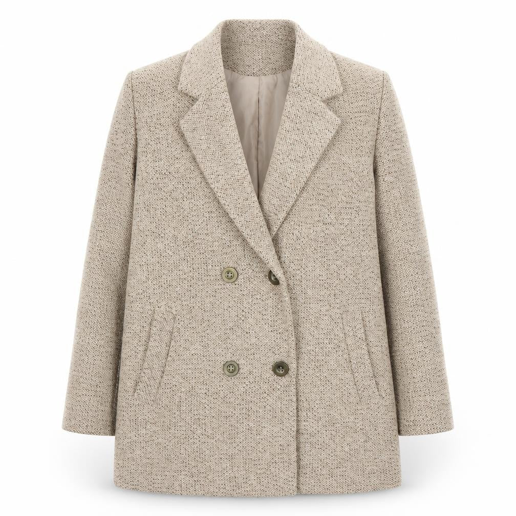 Miss Selfridge Beige Tweed Pea Coat Size 10