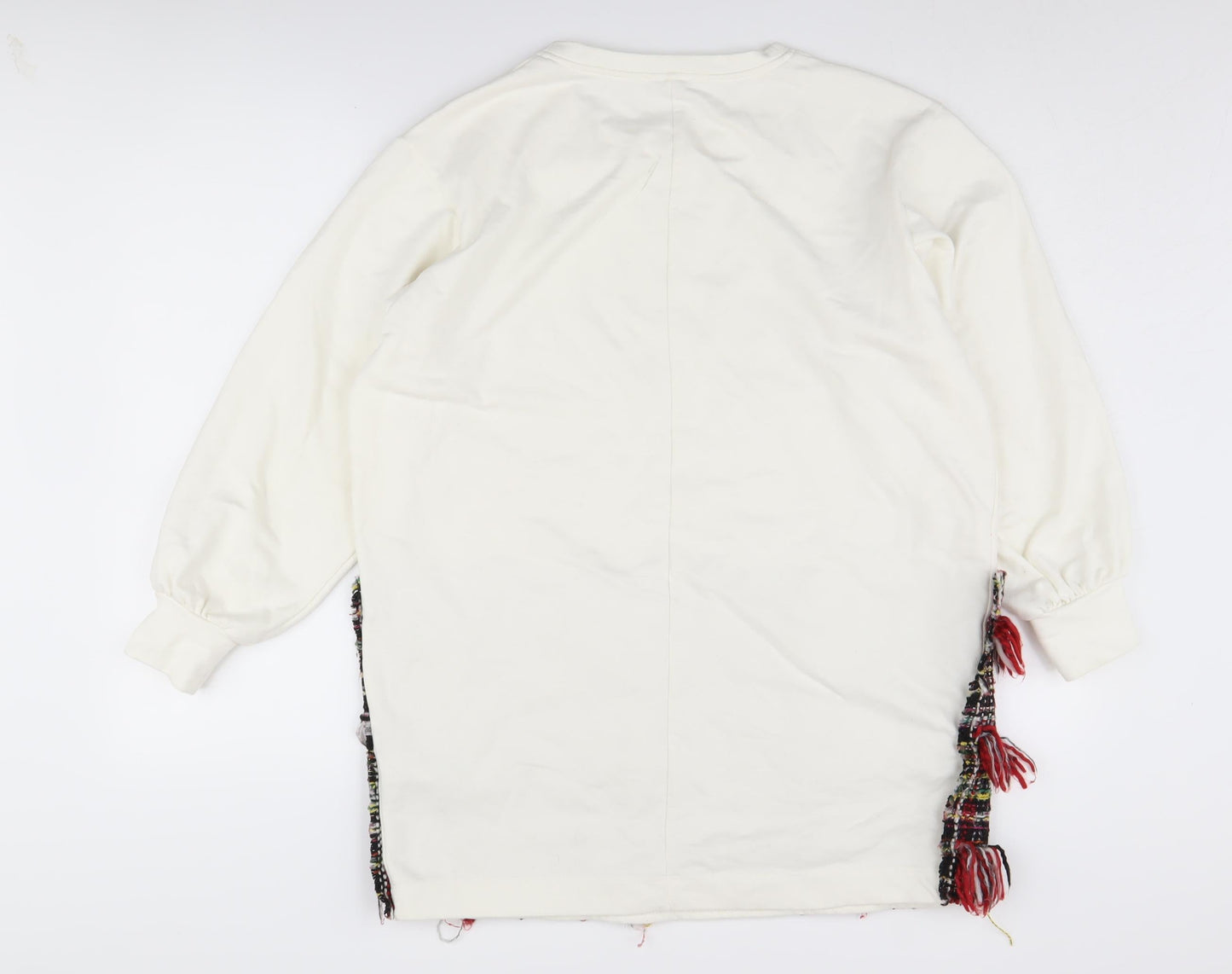 Zara Women's White Tunic with Fringe, Size 10