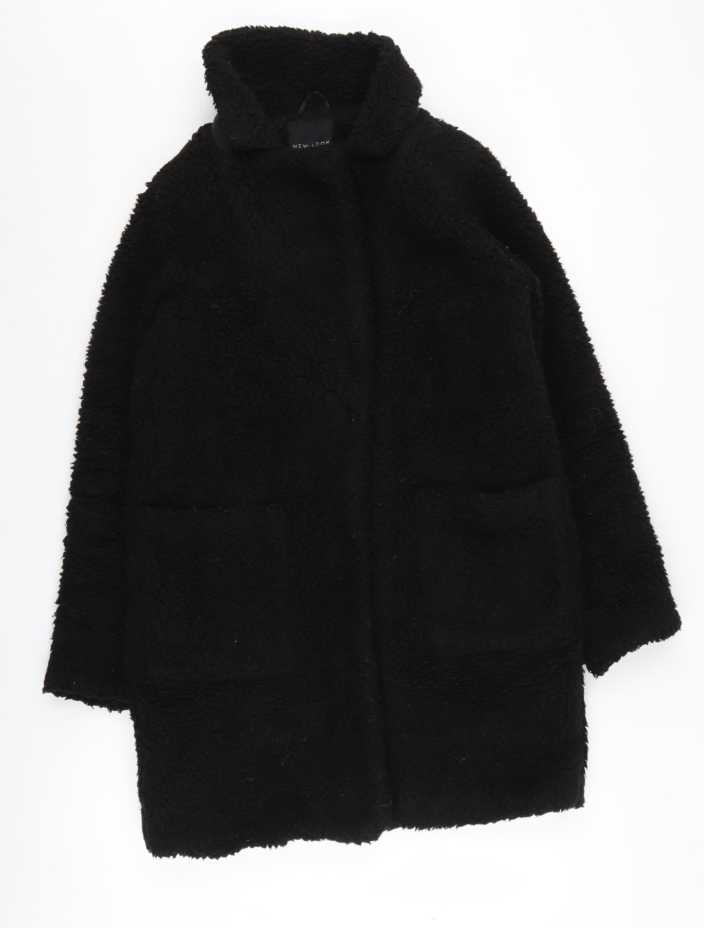 New Look Women's Black Coat Size 10 Mid-Length Snap Closure