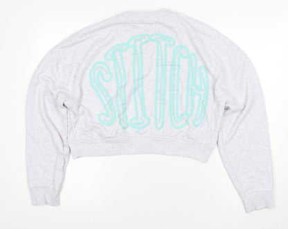 Preloved Disney Women’s Grey Stitch Pullover Sweatshirt M - Back