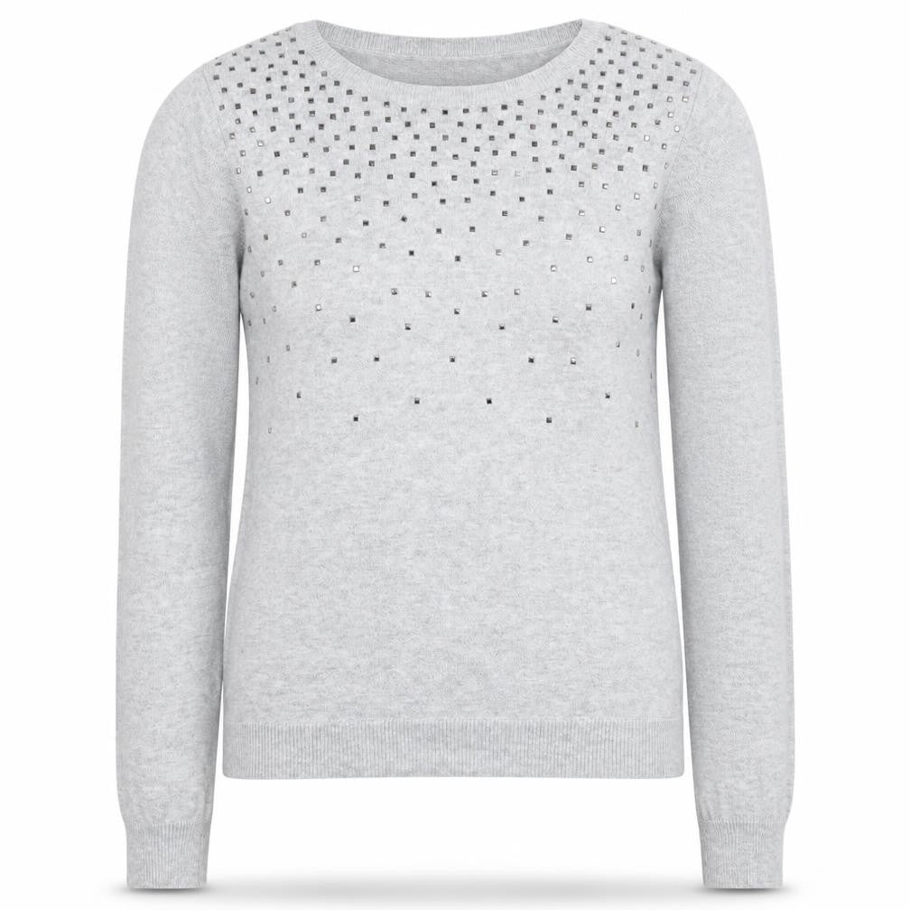 Oasis Women's Grey Studded Pullover Jumper XS