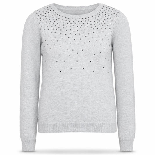 Oasis Women's Grey Studded Pullover Jumper XS