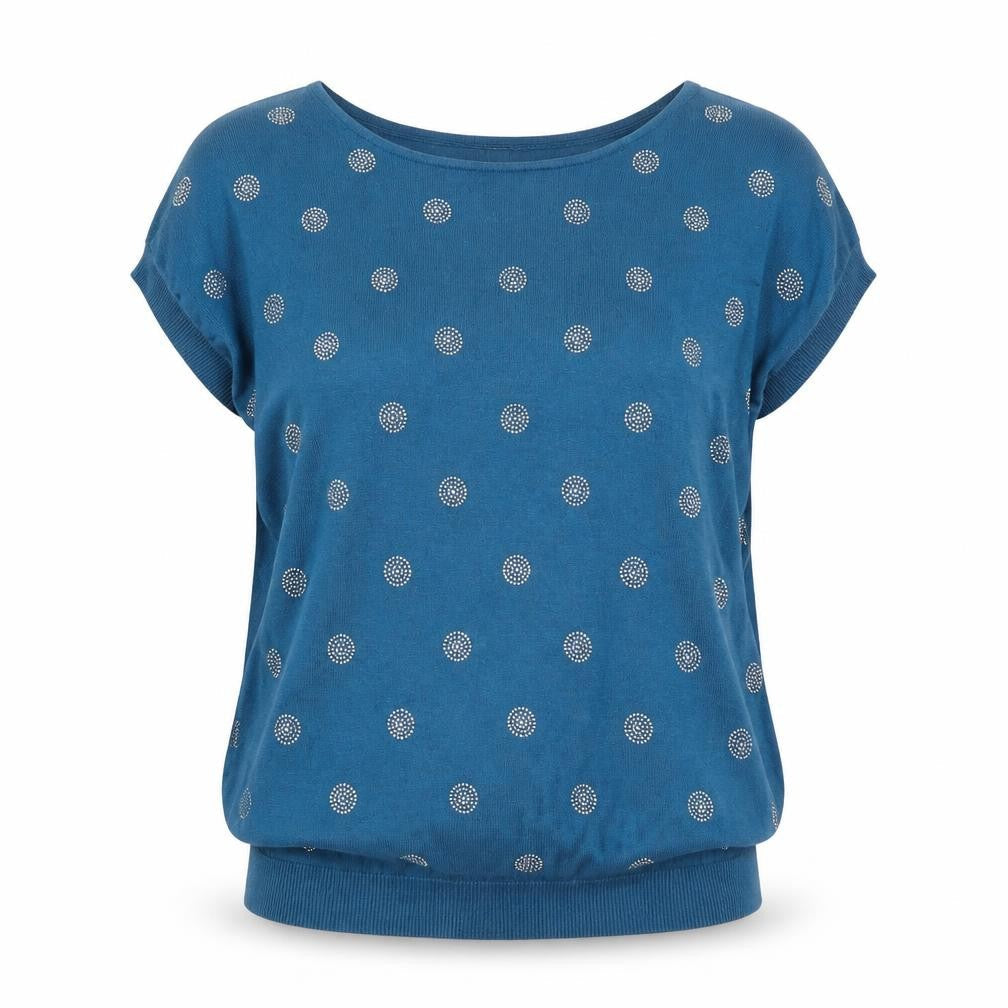 Klass Women's Blue Polka Dot Pullover Jumper M