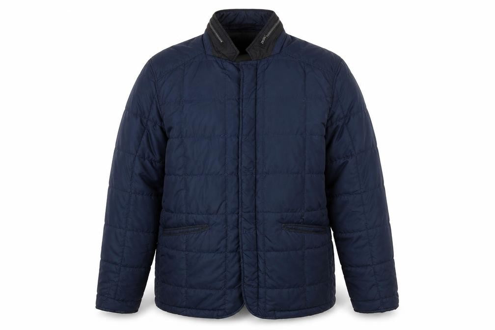 Zara Men XL Blue Puffer Jacket - Casual Stand-Up