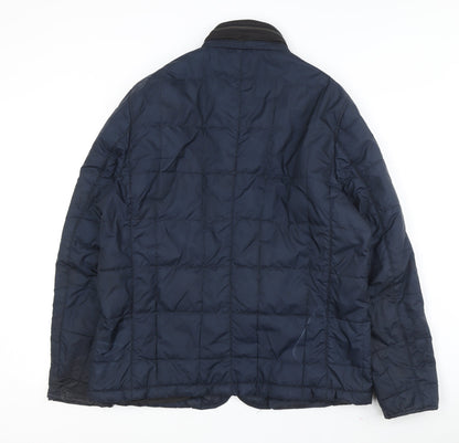 Zara Men XL Blue Puffer Jacket - Casual Stand-Up